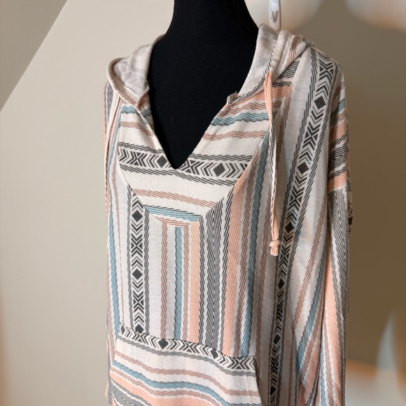 WAREHOUSE ONE Pastel Multicolour Mexican Baja Jerga Pullover Beachy Surf Boho XL - Picture 3 of 10